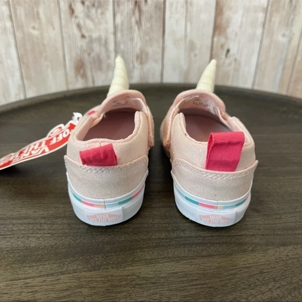Vans Asher V Slip-On Pink Unicorn Sneaker Size 4.5 Toddler‎